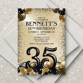 Invitación 35.º cumpleaños de oro negro