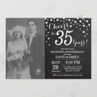 35° aniversario Boda Chalkboard Black Silver