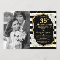 35 Aniversario con Foto - Dorado Negro