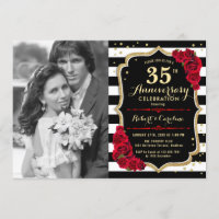 35 Aniversario con Foto - Oro Negro Rojo