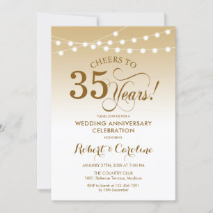 Invitación 35 Aniversario de Boda - Oro Blanco