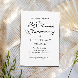 Invitación 35° Aniversario del Boda de Coral Elegante guión