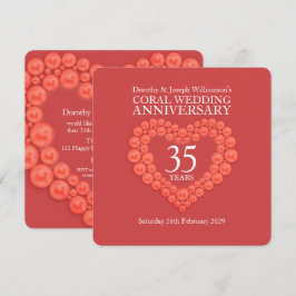 Invitación 35 años de aniversario de boda de coral invita fie