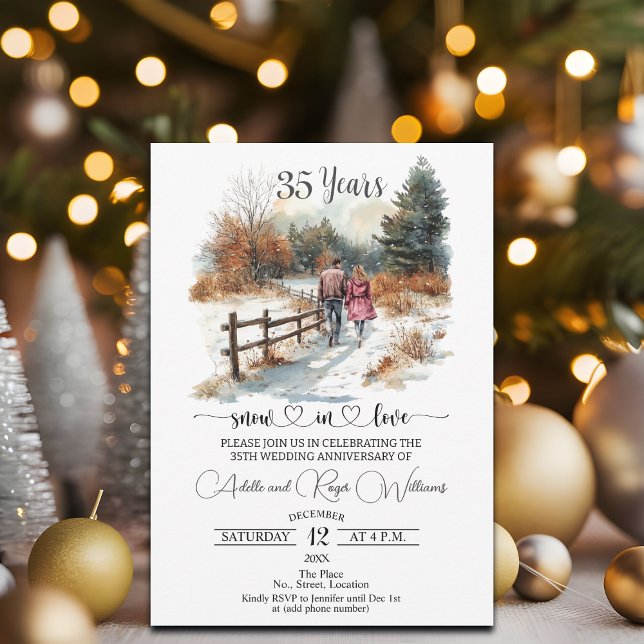 Invitación 35th Wedding Anniversary Winter Landscape Romantic (Subido por el creador)