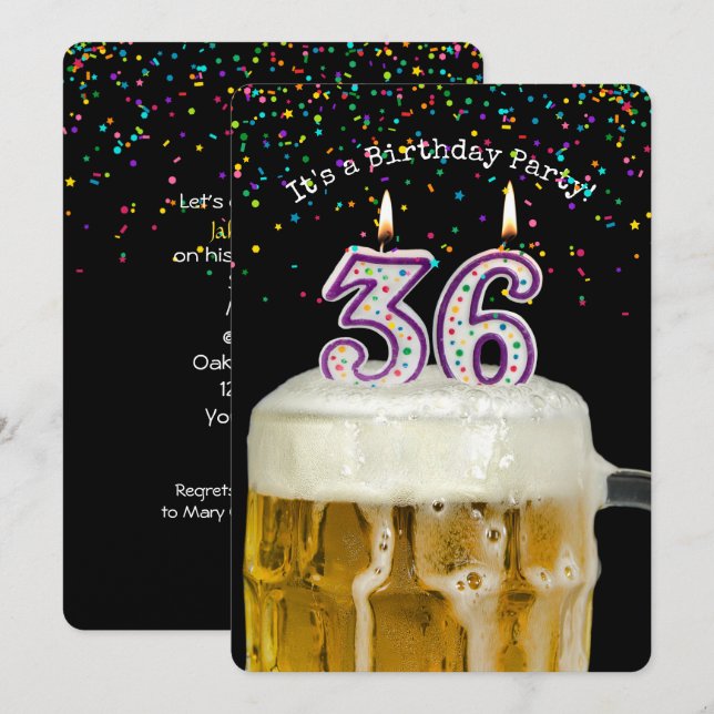 Invitación 36.ª Fiesta de Cervezas de Cumpleaños (Anverso / Reverso)