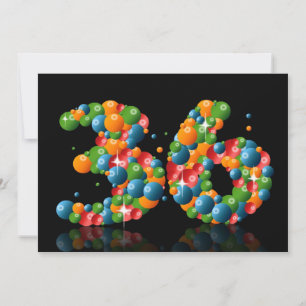 Invitación 36.ª fiesta de cumpleaños, con burbujas y bolas