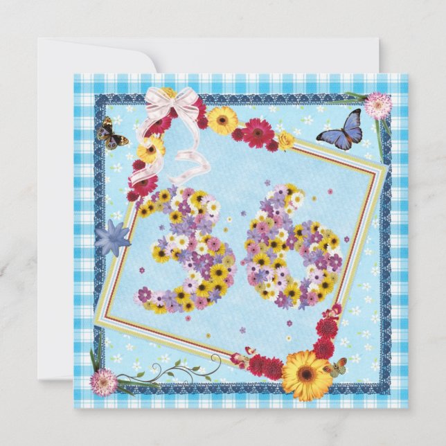 Invitación 36.ª fiesta de cumpleaños Flores de invitación, ma (Anverso)