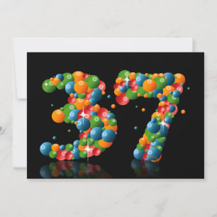Invitación 37.ª fiesta de cumpleaños, con burbujas y bolas