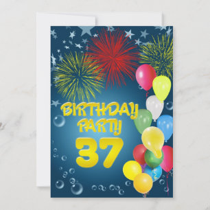 Invitación 37.ª fiesta de cumpleaños con globos