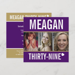 Invitación 39.ª fiesta de cumpleaños foto blanca de oro morad