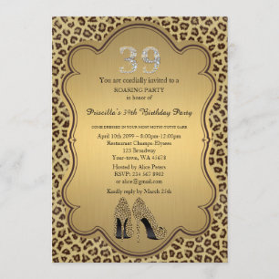 Invitación 39, Fiesta de cumpleaños 39, zapatos de tacones al