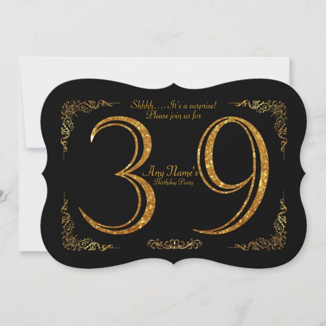 Invitación 39.o, Gatsby de la fiesta de cumpleaños 39.a, (Anverso)