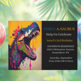 Invitación 3.ª fiesta de cumpleaños de los dinosaurios