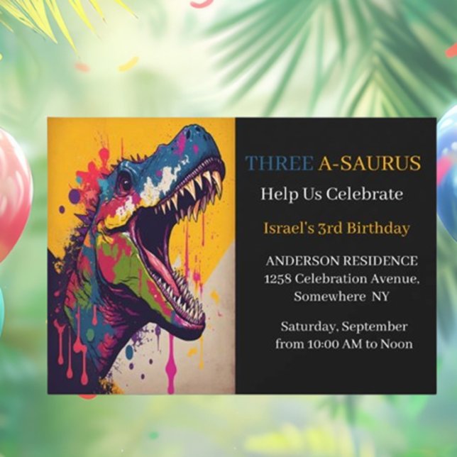 Invitación 3.ª fiesta de cumpleaños de los dinosaurios (Roar into fun with our 3rd Dinosaur Birthday Party Invitation!)