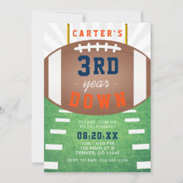 Invitación 3.ᵉʳ Año Abajo Tema Del Fútbol Tercer Cumpleaños