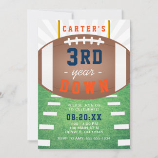 Invitación 3.ᵉʳ Año Abajo Tema Del Fútbol Tercer Cumpleaños