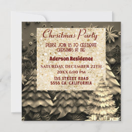 Invitación 3.ᵉʳ Árbol de Navidad dorado | Fiesta Navidades do
