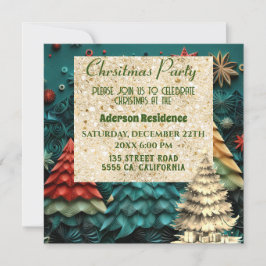 Invitación 3.ᵉʳ Árbol verde de Navidad | Fiesta Navidades dor