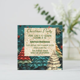 Invitación 3.ᵉʳ Árbol verde de Navidad | Fiesta Navidades dor