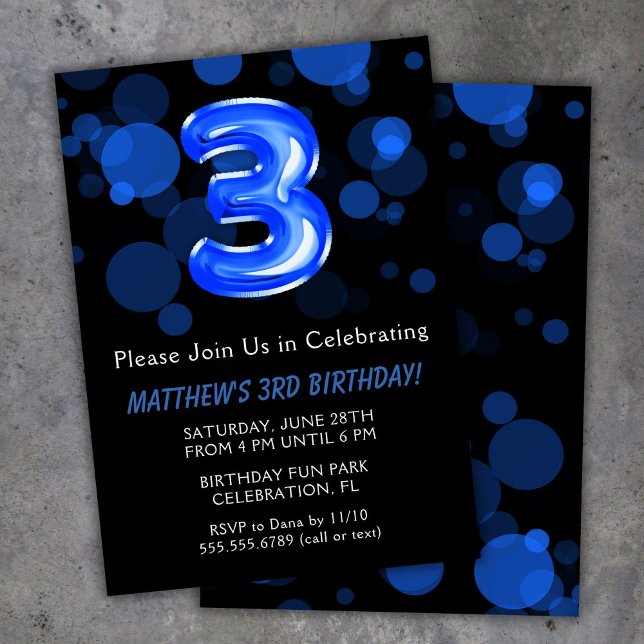 Invitación 3.ᵉʳ Balón de cumpleaños Niños Fiesta de Blue Boy (Subido por el creador)
