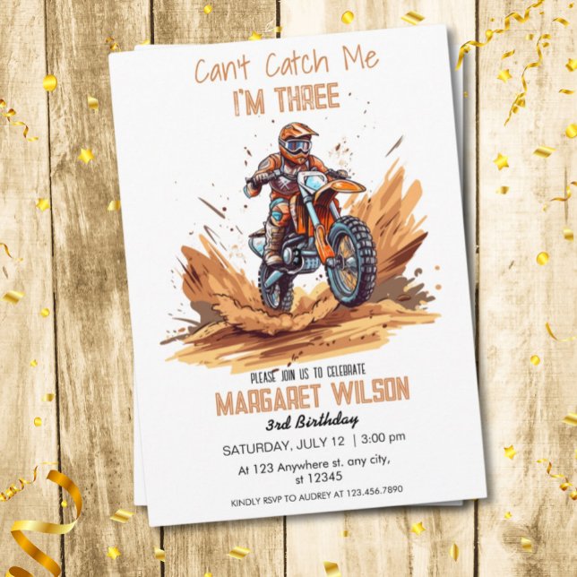 Invitación 3.ᵉʳ Bicicleta sucia de cumpleaños editable (Subido por el creador)