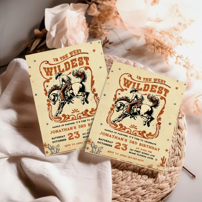 Invitación 3.ᵉʳ cumpleaños de Rodeo-Cowboy Occidental (Subido por el creador)