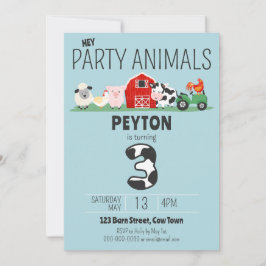 Invitación 3.ᵉʳ cumpleaños Fiesta Animales Granja Cumpleaños