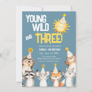 Invitación 3.ᵉʳ cumpleaños Gorras Fiestas de animales foresta