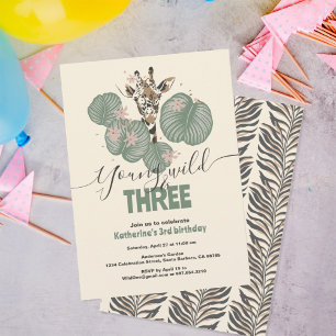 Invitación 3.ᵉʳ Fiesta de animales salvajes Safari Giraffe