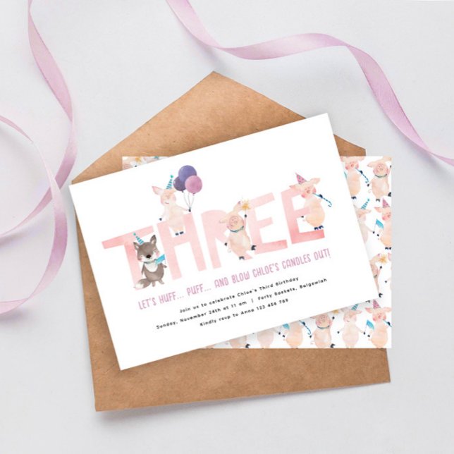 Invitación 3.ᵉʳ Fiesta de cumpleaños, 3 Cerditos Gran Lobo Ma (Subido por el creador)