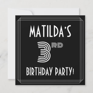 Invitación 3.ᵉʳ Fiesta de cumpleaños: Art Deco Style con nomb