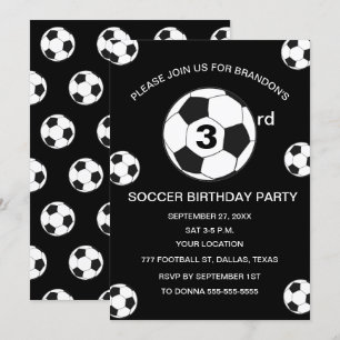 Invitación 3.ᵉʳ Fiesta de cumpleaños fútbol Black Boys Sports