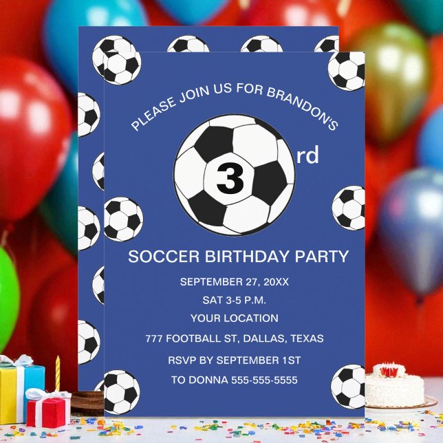 Invitación 3.ᵉʳ Fiesta de cumpleaños Soccer Blue Boys Sports (Subido por el creador)