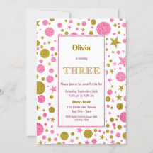 3.ᵉʳ Purpurina de oro y rosa de cumpleaños