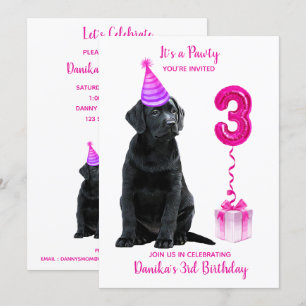 Invitación 3.ᵉʳ tema de la pipa de cumpleaños - Perro lindo C