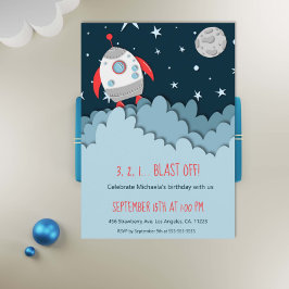 Invitación 3 2 1 ¡Explosión! Primer cumpleaños del espacio pa