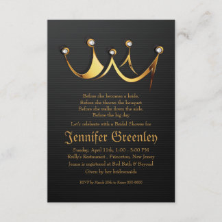 Invitación 3,5" x 5" ducha nupcial de la corona real de la