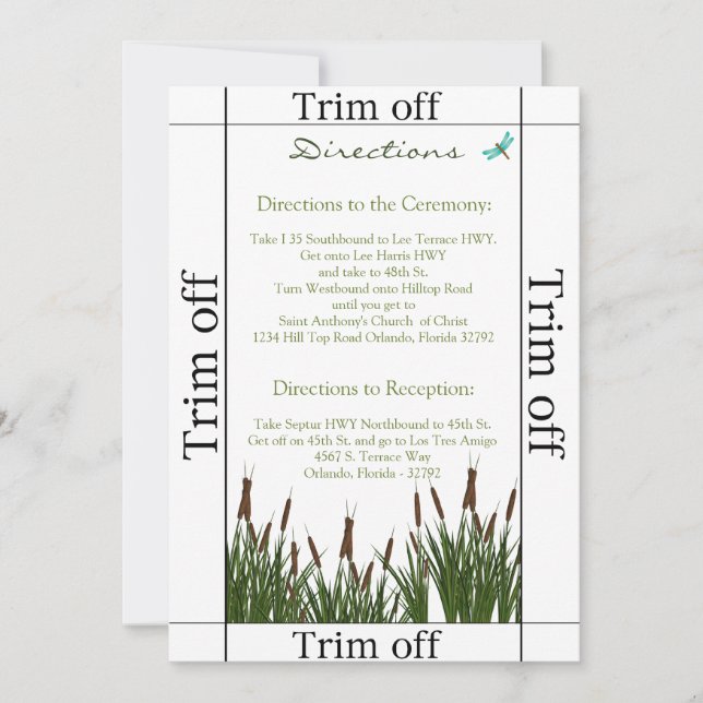 Invitación 3,5 x 7 direcciones Cattail/Dragonfly i (Anverso)