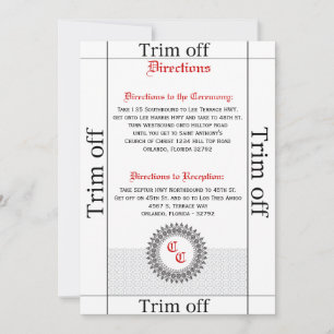 Invitación 3,5 x 7 direcciones Primario formal gris rojo