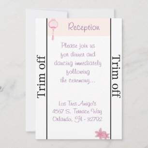 Invitación 3,5 x 7 linterna rosada púrpura de recepción/