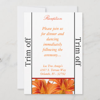 Invitación 3,5 x 7 Naranja de recepción Tigre Lilly w