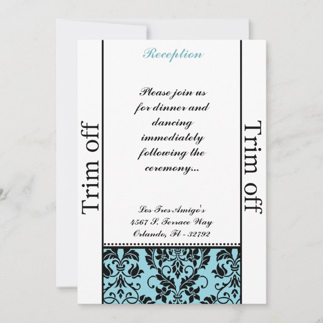 Invitación 3,5 x 7 Recepción Bebé Damasco Negro Bl (Anverso)