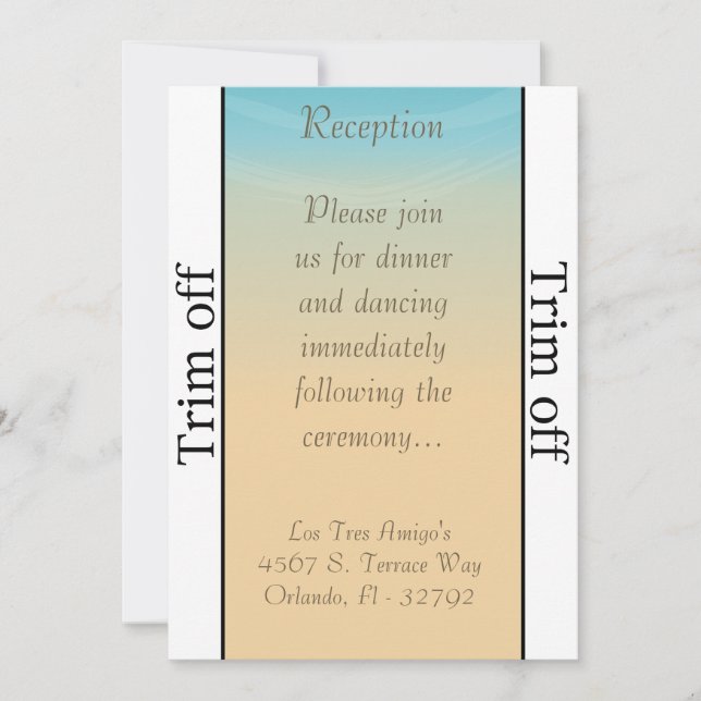 Invitación 3,5 x 7 Recepción Ocean Beach Shore Se (Anverso)
