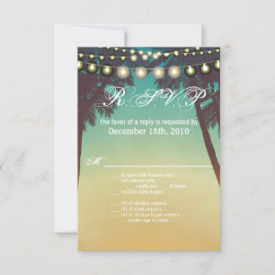 Invitación 3.5x5 R.S.V.P Card Beach Sunset Palm Tree String