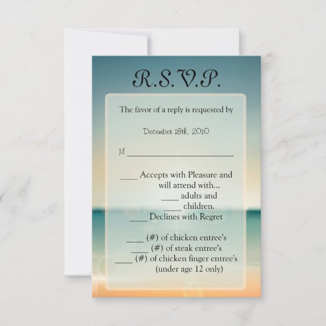 Invitación 3.5x5 R.S.V.P Card Sunset Beach (Anverso)