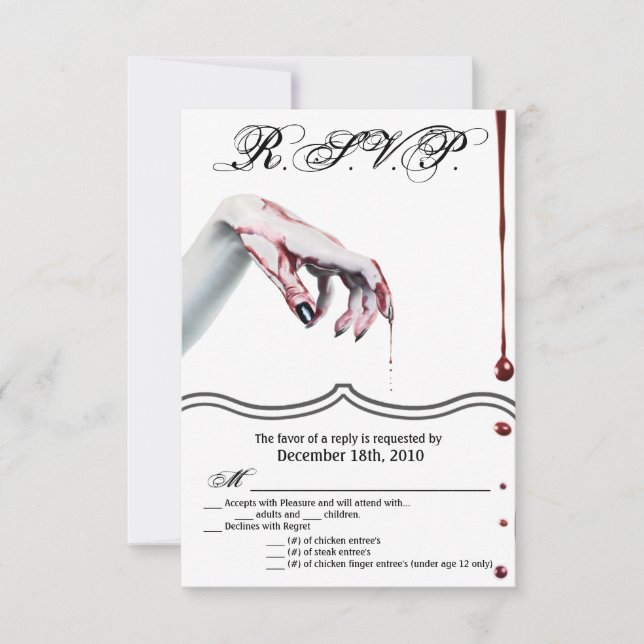 Invitación 3,5x5 R.S.V.P. Gótico de vampiros con goteo de san (Anverso)