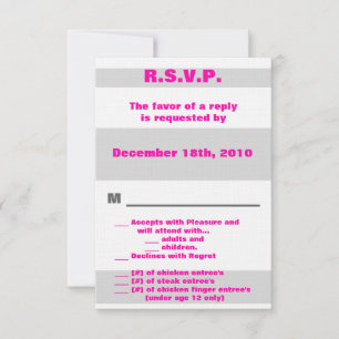 Invitación 3.5x5 R.S.V.P. Moderno Neon Rayado Rosa 80's Retro