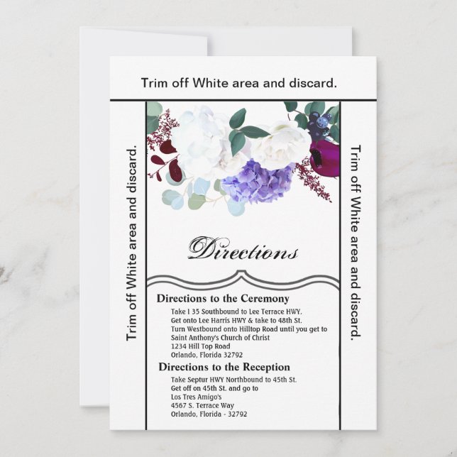 Invitación 3.5x6 Dirección Card Lavanda Hibiscus en blanco (Anverso)