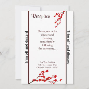 Invitación 3.5x7 Recepción Flor de cerezo rojo