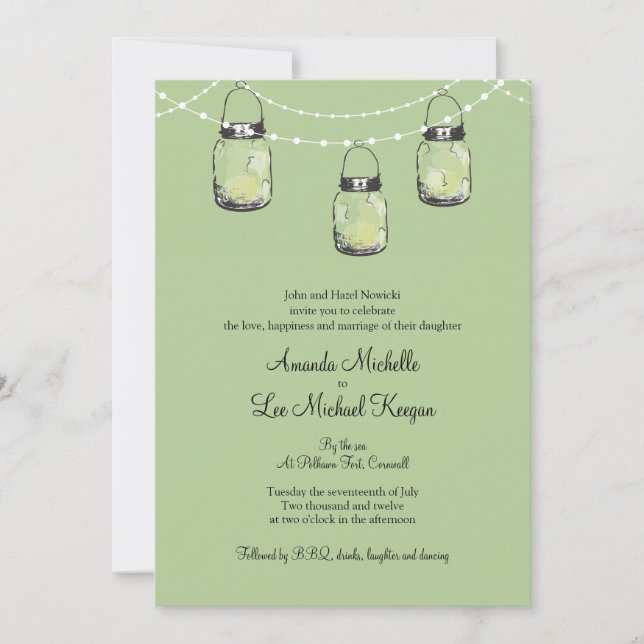 Invitación 3 Boda de Mason Jars colgante (Anverso)
